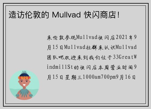 造访伦敦的 Mullvad 快闪商店！